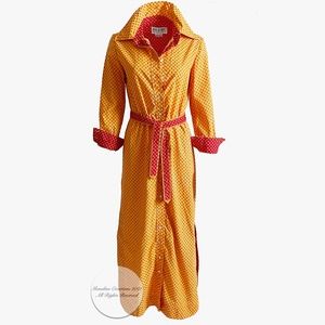 Geoffrey Beene Dress Button Front Cotton Shirtwaist + Belt Bold Daisy Print 70s